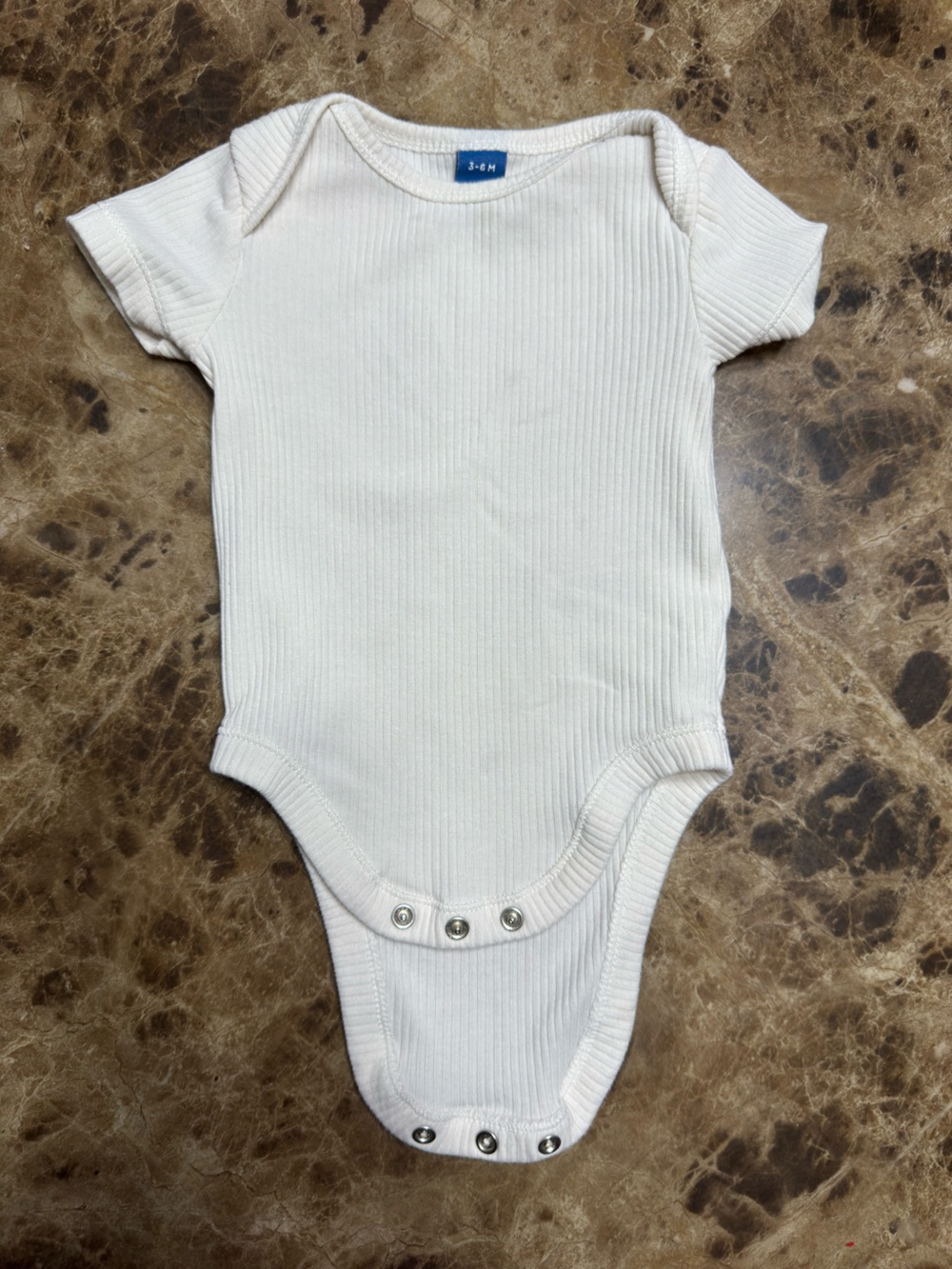 Old Navy White Ribbed Short Sleeve Bodysuit with Snap Closures